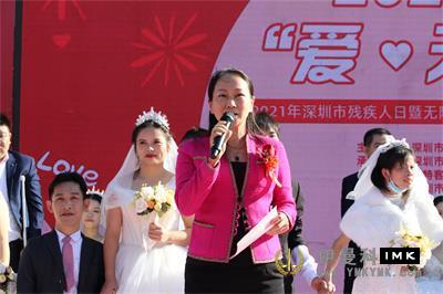 City disabled people's Federation party secretary, chairman dong Xiuzuo for the wedding witness for the disabled couple speech. JPG